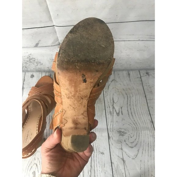 Coach Brynne Light Tan Camel Leather Strappy - Picture 6 of 9